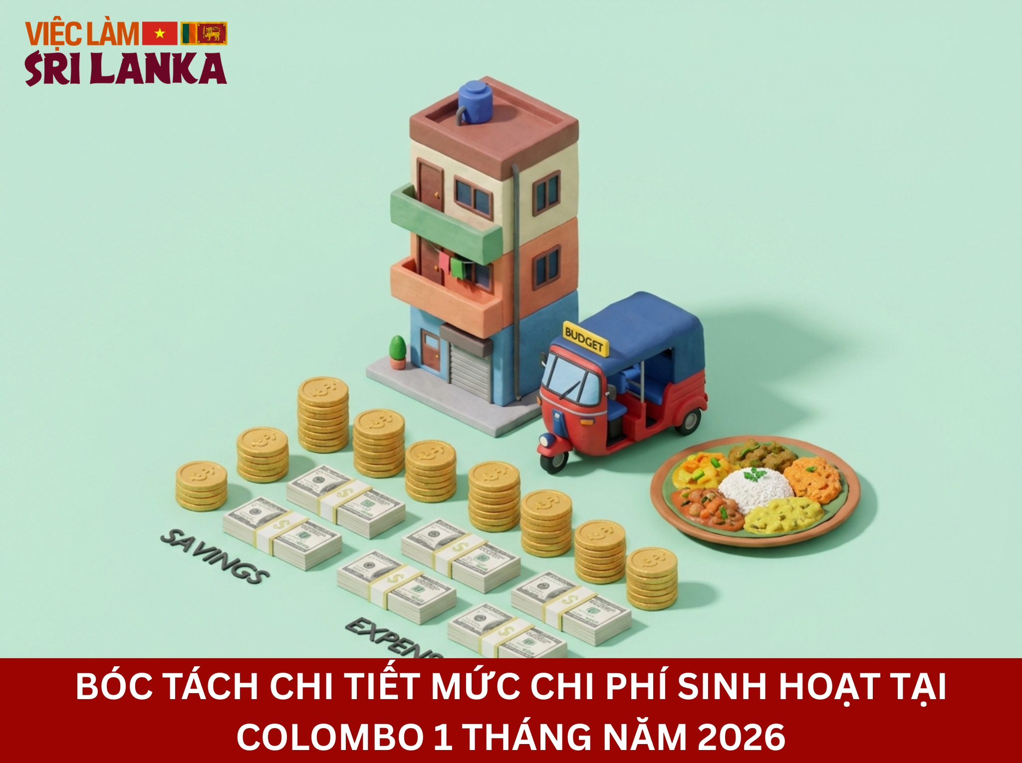 Bóc tách chi tiết mức chi phí sinh hoạt tại colombo 1 tháng năm 2026